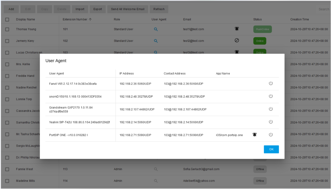 User registered devices | Multi-tenant PBX for Cloud PBX Service Providers and MVNOs User registered devices