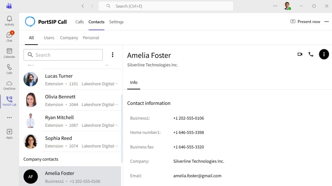 PortSIP ONE for Microsoft Teams