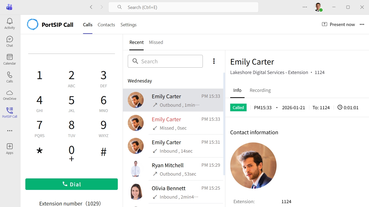 PortSIP ONE for Microsoft Teams